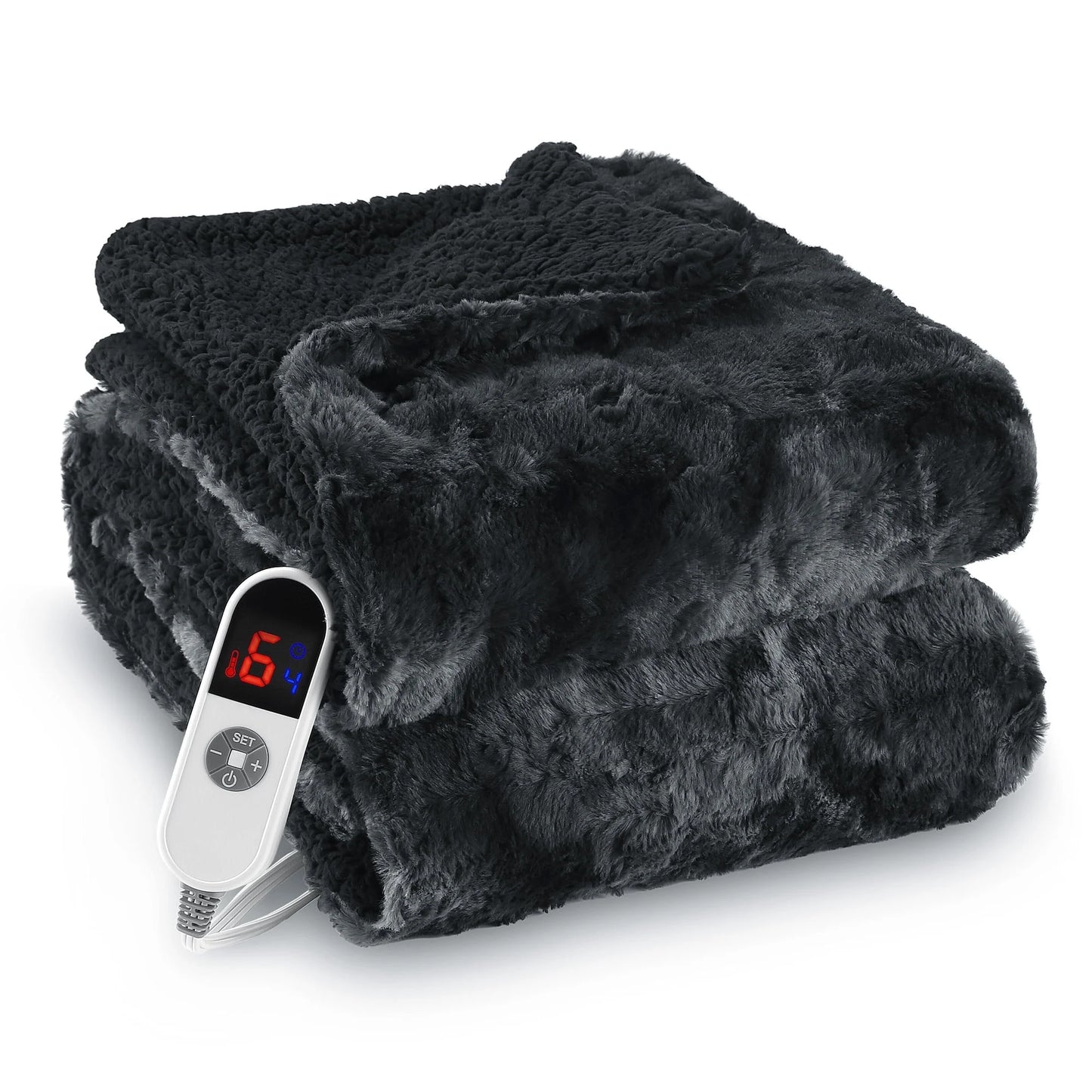 Black Tie-Dye PV Fleece Heated Blanket, 50 in X 60 In